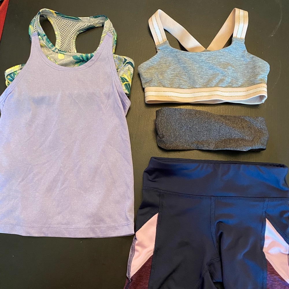 6-7 activewear girls lot tank top shorts